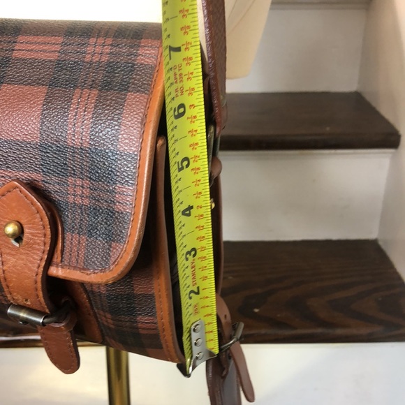 RALPH LAUREN Brown Red Tartan Plaid Crossbody Messenger Saddle Shoulder Bag - Picture 11 of 17